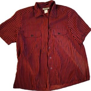 Vintage Notations Red and Black Striped Top w shoulder pads